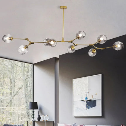 Suspension lustre en verre nordique design moléculaire pour salon et salle à manger