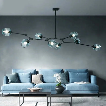 Suspension lustre en verre nordique design moléculaire pour salon et salle à manger
