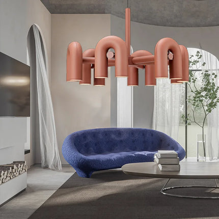 Suspension Lustre U en Fer avec Lumière LED Réglable pour Salon et Cuisine