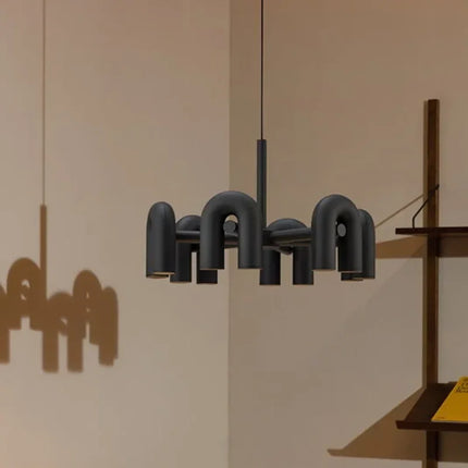 Suspension Lustre U en Fer avec Lumière LED Réglable pour Salon et Cuisine