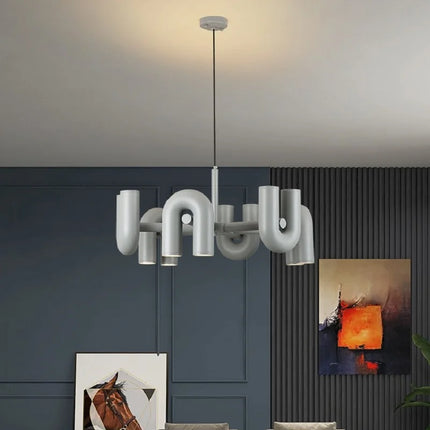 Suspension Lustre U en Fer avec Lumière LED Réglable pour Salon et Cuisine