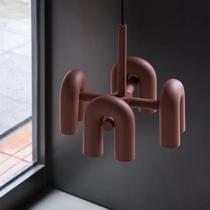 Suspension Lustre U en Fer avec Lumière LED Réglable pour Salon et Cuisine