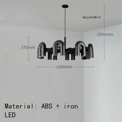 Suspension Lustre U en Fer avec Lumière LED Réglable pour Salon et Cuisine