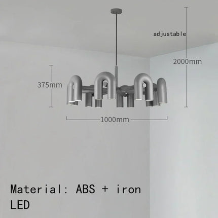 Suspension Lustre U en Fer avec Lumière LED Réglable pour Salon et Cuisine
