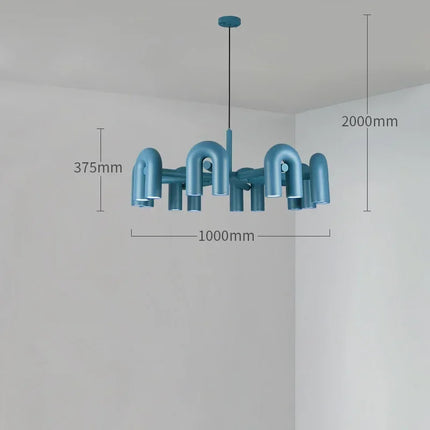 Suspension Lustre U en Fer avec Lumière LED Réglable pour Salon et Cuisine