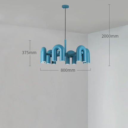 Suspension Lustre U en Fer avec Lumière LED Réglable pour Salon et Cuisine