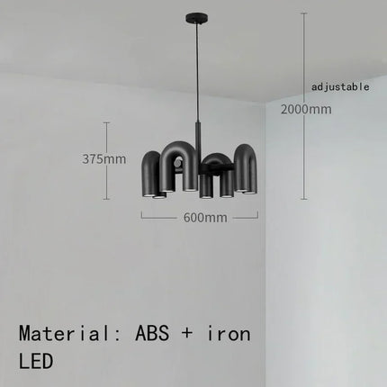 Suspension Lustre U en Fer avec Lumière LED Réglable pour Salon et Cuisine