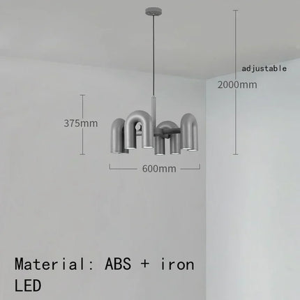Suspension Lustre U en Fer avec Lumière LED Réglable pour Salon et Cuisine