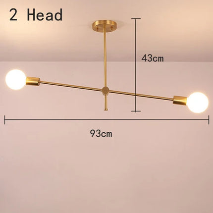 Suspension Nordique en Fer Doré, Éclairage Géométrique pour Salon et Salle à Manger