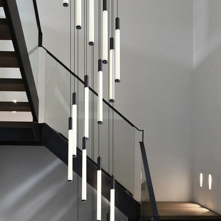 Suspension moderne escalier en acier inoxydable LED pour salon