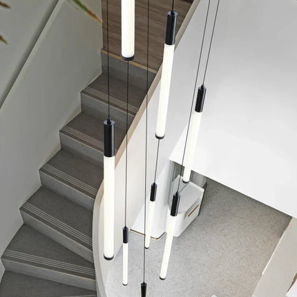 Suspension moderne escalier en acier inoxydable LED pour salon