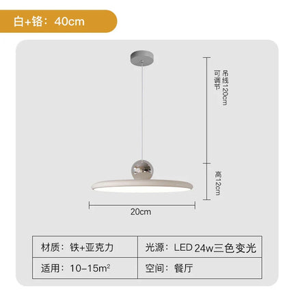 Suspension soucoupe volante crème française en métal, luminaire moderne pour salle à manger et cuisine