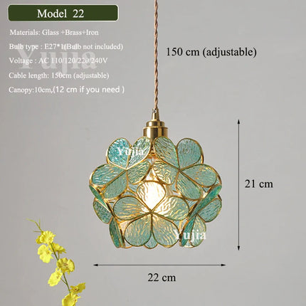 Suspension nordique en verre vert et laiton, éclairage chaleureux pour salle à manger et cuisine
