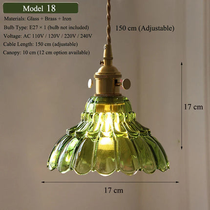 Suspension nordique en verre vert et laiton, éclairage chaleureux pour salle à manger et cuisine