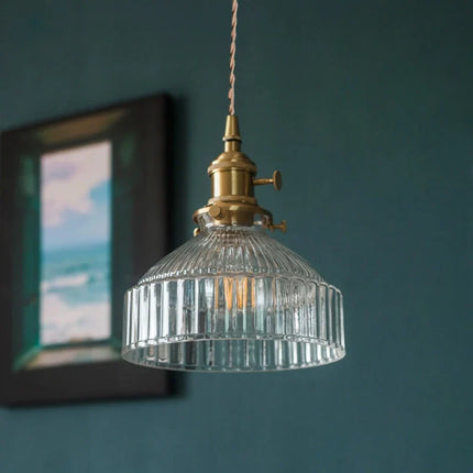 Suspension nordique en verre transparent et laiton, cordon réglable, lumière chaleureuse