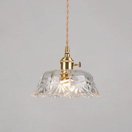 Suspension nordique en verre transparent et laiton, cordon réglable, lumière chaleureuse