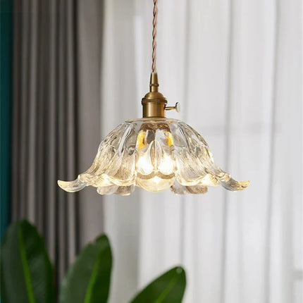 Suspension nordique en verre transparent et laiton, cordon réglable, lumière chaleureuse