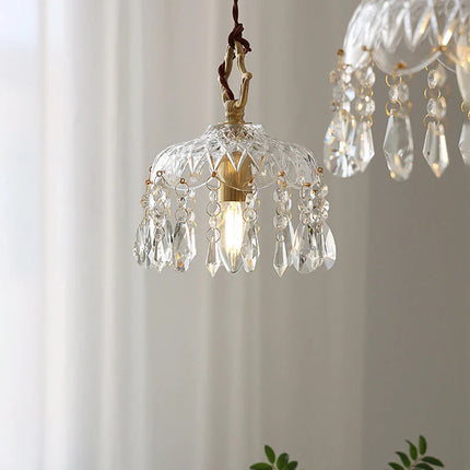 Suspension nordique en verre transparent et laiton, cordon réglable, lumière chaleureuse