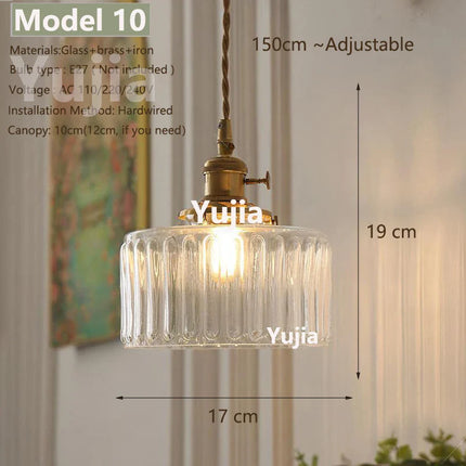 Suspension nordique en verre transparent et laiton, cordon réglable, lumière chaleureuse