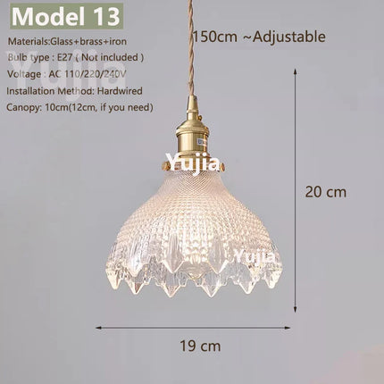 Suspension nordique en verre transparent et laiton, cordon réglable, lumière chaleureuse
