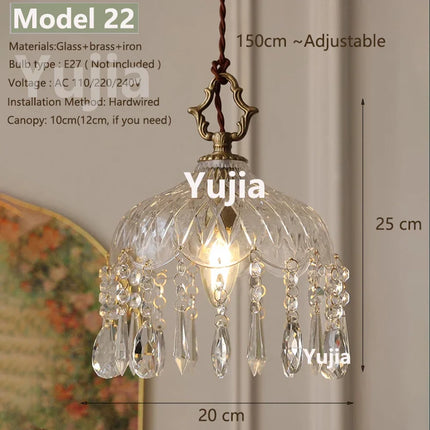 Suspension nordique en verre transparent et laiton, cordon réglable, lumière chaleureuse