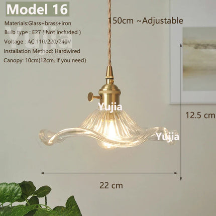 Suspension nordique en verre transparent et laiton, cordon réglable, lumière chaleureuse