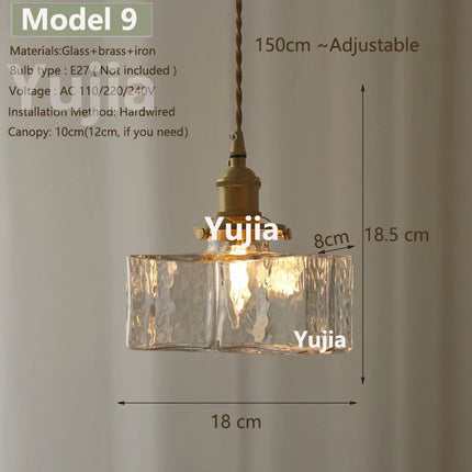 Suspension nordique en verre transparent et laiton, cordon réglable, lumière chaleureuse