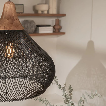 Suspension grand lustre en rotin tissé main style Boho ambiance chaleureuse