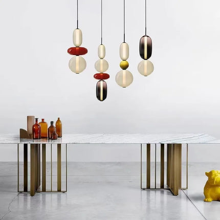 Suspension LED en verre coloré design nordique moderne pour intérieur