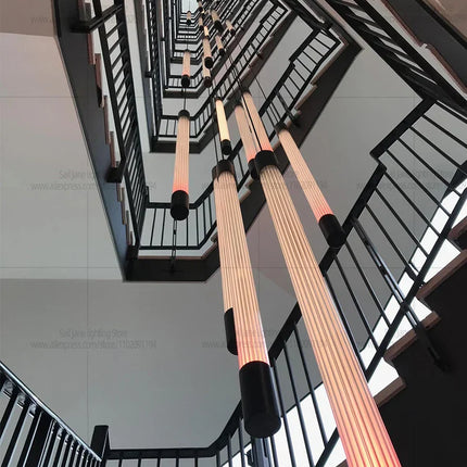 Suspension LED Moderne Longue en Aluminium pour Escalier et Salon avec Lumière Chaude