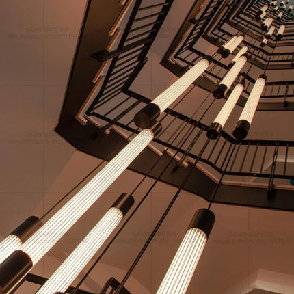 Suspension LED Moderne Longue en Aluminium pour Escalier et Salon avec Lumière Chaude
