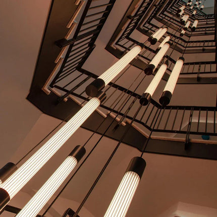 Suspension LED Moderne Longue en Aluminium pour Escalier et Salon avec Lumière Chaude