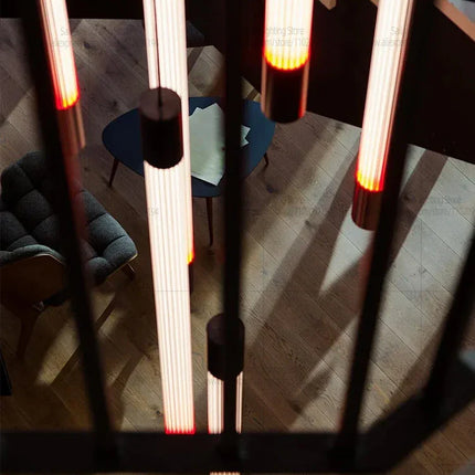Suspension LED Moderne Longue en Aluminium pour Escalier et Salon avec Lumière Chaude