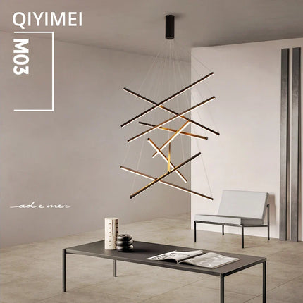 Suspension LED Moderne en Aluminium pour Escalier et Salon, Lumière Chaleureuse