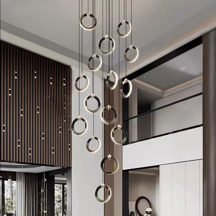 Suspension LED moderne en aluminium, éclairage d’intérieur chaleureux pour salon et escaliers