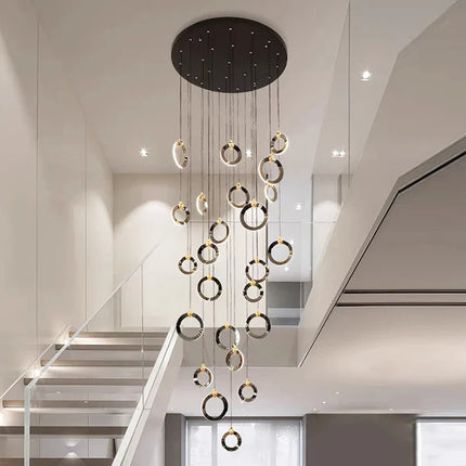 Suspension LED moderne en aluminium, éclairage d’intérieur chaleureux pour salon et escaliers