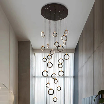 Suspension LED moderne en aluminium, éclairage d’intérieur chaleureux pour salon et escaliers