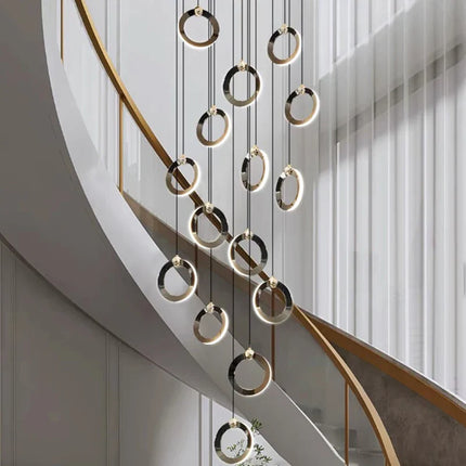 Suspension LED moderne en aluminium, éclairage d’intérieur chaleureux pour salon et escaliers