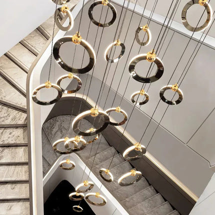 Suspension LED moderne en aluminium, éclairage d’intérieur chaleureux pour salon et escaliers