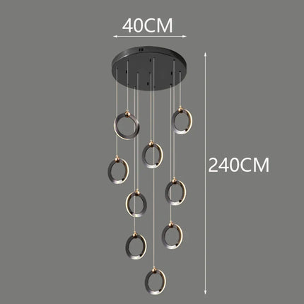 Suspension LED moderne en aluminium, éclairage d’intérieur chaleureux pour salon et escaliers