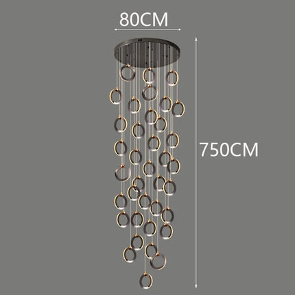 Suspension LED moderne en aluminium, éclairage d’intérieur chaleureux pour salon et escaliers