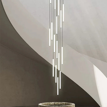 Suspension LED moderne luxe en aluminium et acrylique pour escalier et salon