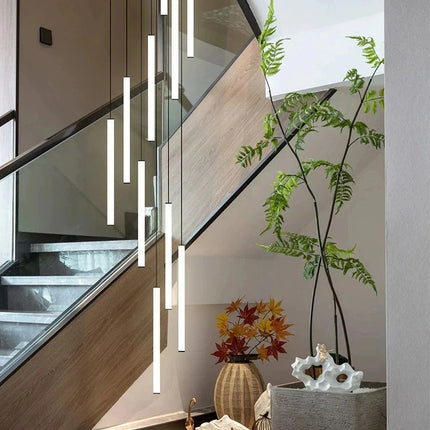 Suspension LED moderne luxe en aluminium et acrylique pour escalier et salon