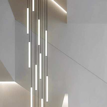 Suspension LED moderne luxe en aluminium et acrylique pour escalier et salon