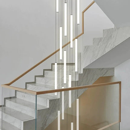 Suspension LED moderne luxe en aluminium et acrylique pour escalier et salon
