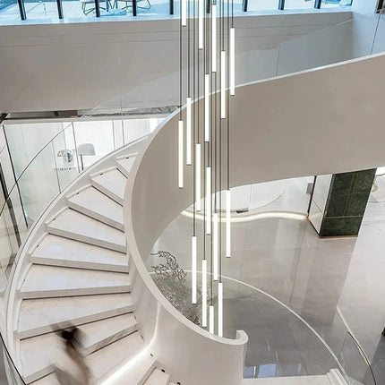Suspension LED moderne luxe en aluminium et acrylique pour escalier et salon