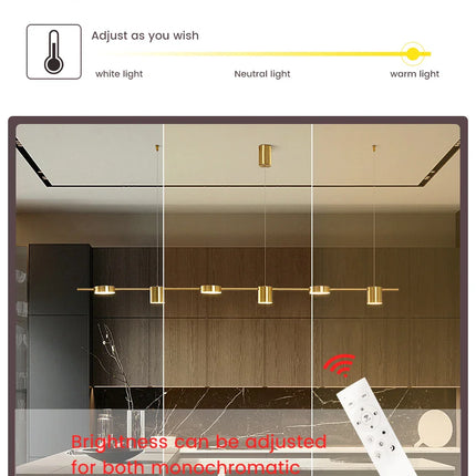 Suspension LED design moderne en aluminium, lumière chaude pour salon et salle à manger