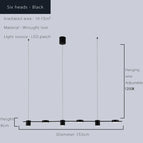 6 Tête(s) Noir / Télécommete / Lumière chaude