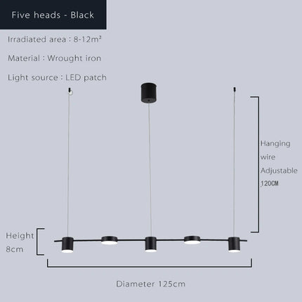 Suspension LED design moderne en aluminium, lumière chaude pour salon et salle à manger