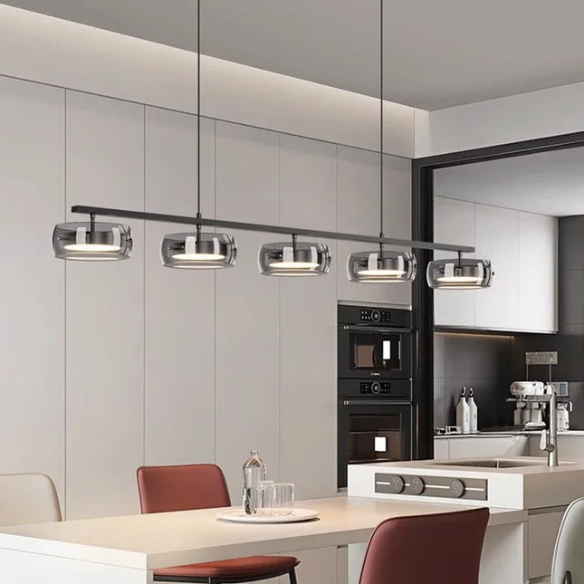 Suspension minimaliste en verre et métal pour salle à manger et cuisine